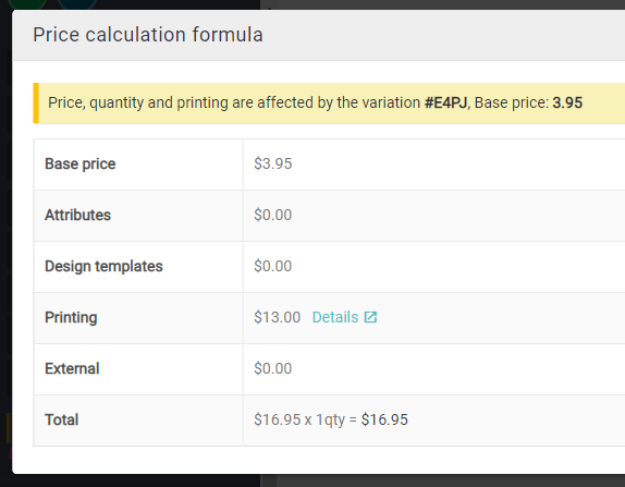 price calc formula